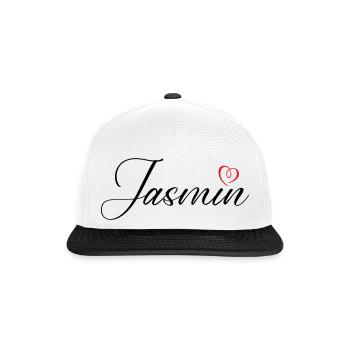 Jasmin Name Heart - Snapback Cap - white/black - Front