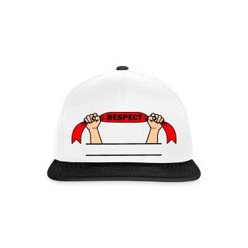 Hands with red pennant respect - Snapback Cap - white/black - Front