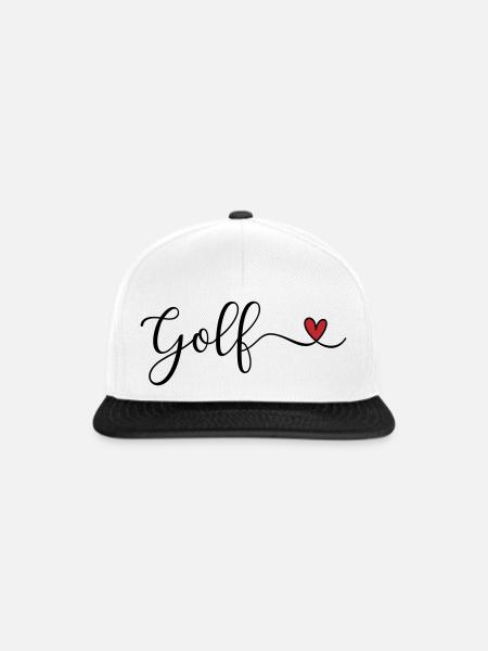 Golf Design mit Herz - Snapback Cap - Weiß/Schwarz