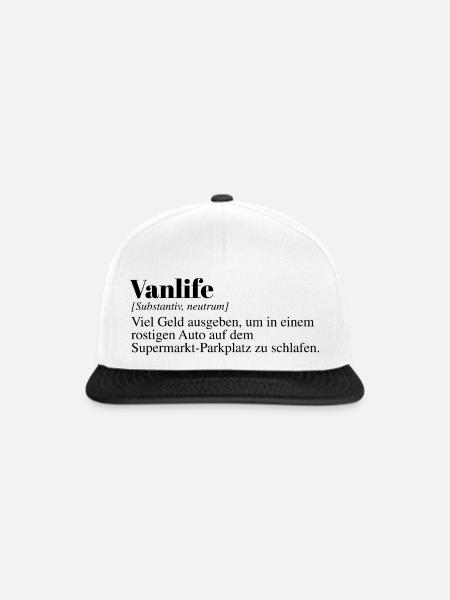 Lustiger Vanlife Duden Spruch - Snapback Cap - Weiß/Schwarz