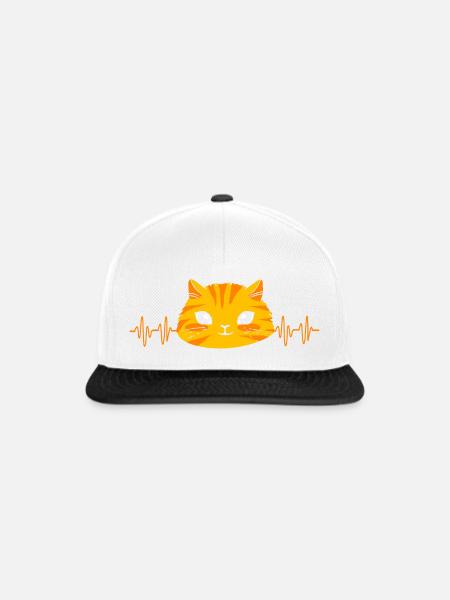 Tabby Katze - Snapback Cap - Weiß/Schwarz