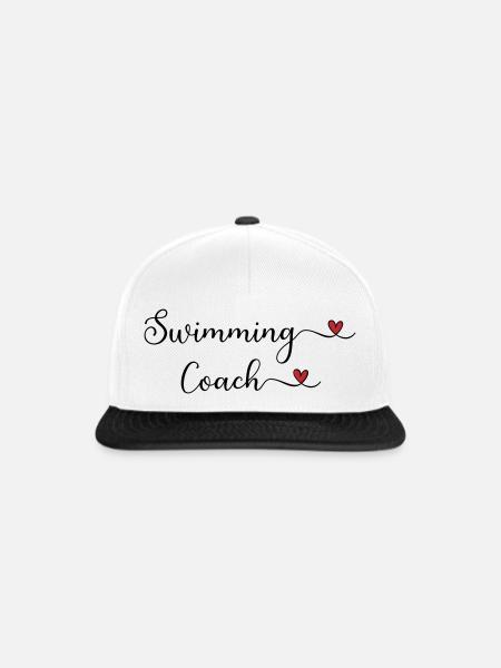 Schwimmtrainer-Typografie mit Herz - Snapback Cap - Weiß/Schwarz