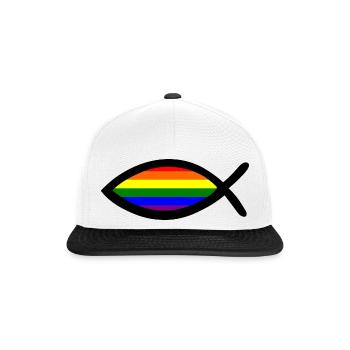 Homosexuell Stolz Christian Fish - Snapback Cap - Weiß/Schwarz - Vorne