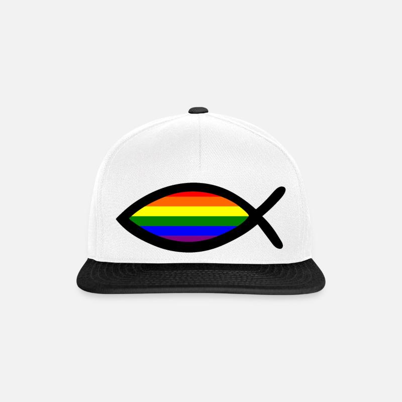 Gay Pride Christian Fish - Snapback Cap - white/black