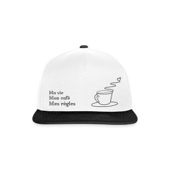 Ma vie, Mon café, Mes règles - Snapback Cap - Weiß/Schwarz - Vorne