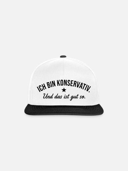 Konservativ - Snapback Cap - Weiß/Schwarz