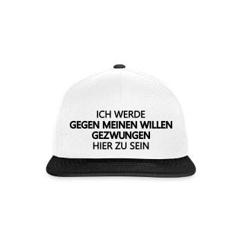 zwingen Zwang, launisch angepisst, asozial, Ironie - Snapback Cap - Weiß/Schwarz - Vorne