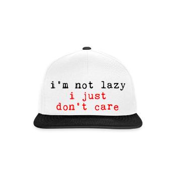 I'm Not Lazy, I Just Don't Care 4 - Snapback Cap - Weiß/Schwarz - Vorne