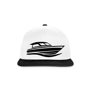 Motorboot - Snapback Cap - Weiß/Schwarz - Vorne