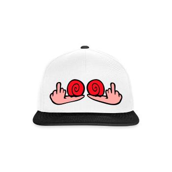Snail Middle Finger Insult Wanker Fuck You - Snapback Cap - white/black - Front