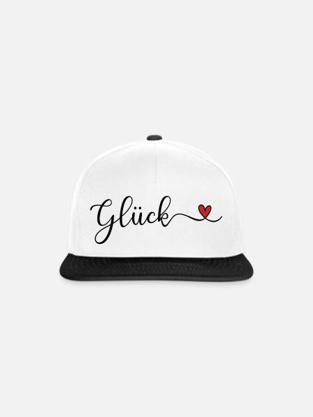 Glück mit Herz - Snapback Cap - Weiß/Schwarz