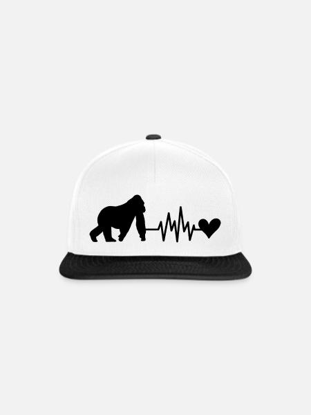 Affe Herzschlag Herz - Snapback Cap - Weiß/Schwarz