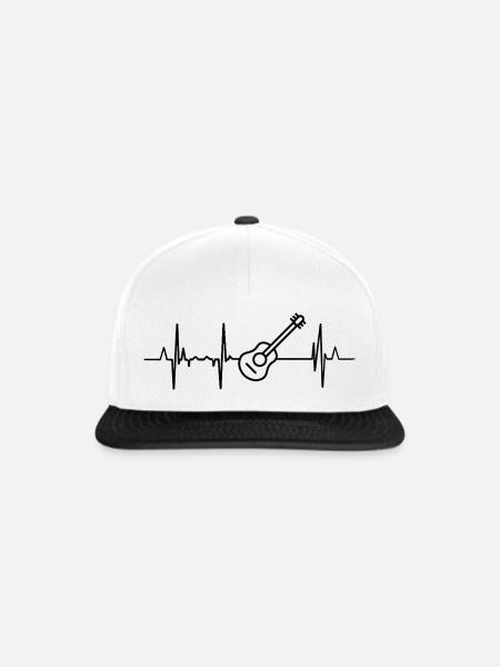 Gitarre Herzlinie - Snapback Cap - Weiß/Schwarz