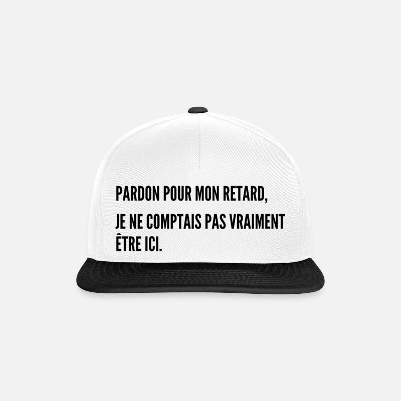 Pardon pour mon retard - Casquette snapback - blanc/noir