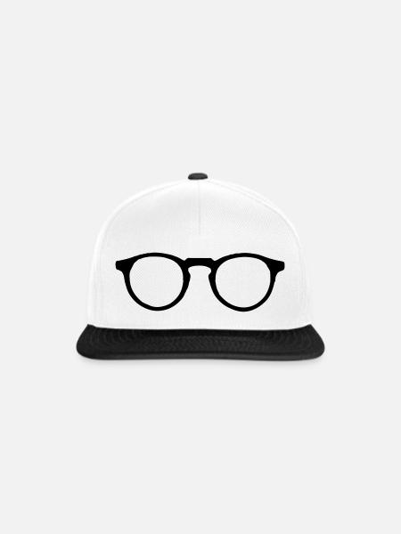 Brille - Snapback Cap - Weiß/Schwarz