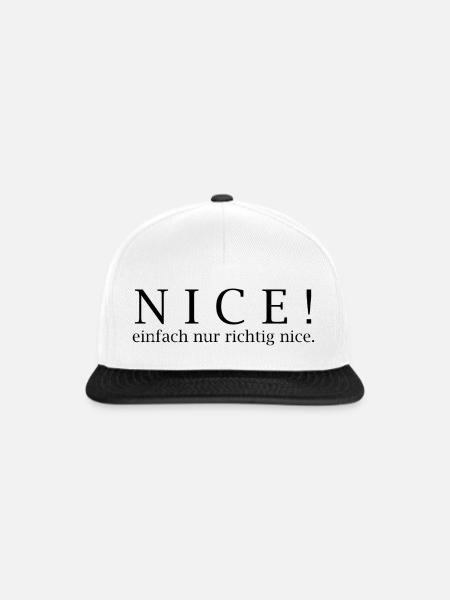 NICE! Einfach nur richtig nice. - Snapback Cap - Weiß/Schwarz