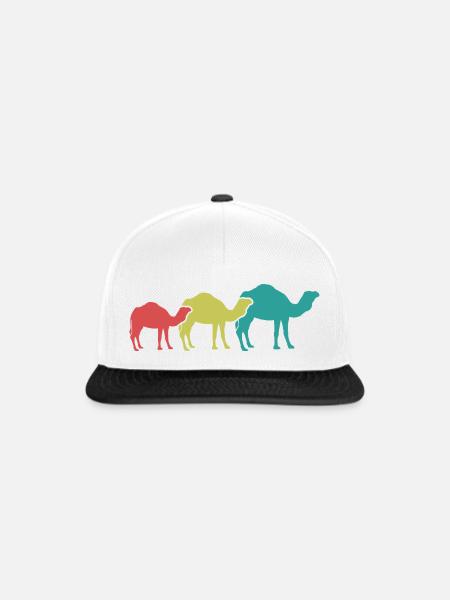 Kamel Trio Retro-Look - Snapback Cap - Weiß/Schwarz