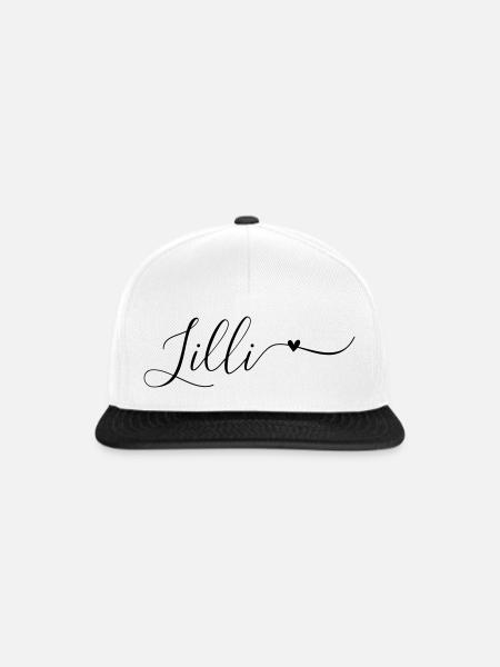 Lilli Name Vorname Dekorativ - Snapback Cap - Weiß/Schwarz