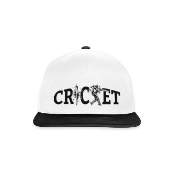 Cricket Lettering with Bat - Kricket - Snapback Cap - Weiß/Schwarz - Vorne