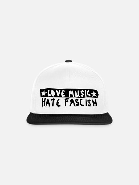 Love Music Hate Fascism - Snapback Cap - Weiß/Schwarz