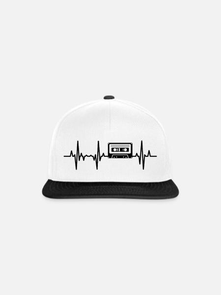 80er Kassette Herzschlag - Snapback Cap - Weiß/Schwarz