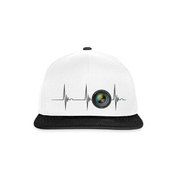 Fotografie Herzschlag EKG Puls Kamera Linse Fotogr - Snapback Cap - Weiß/Schwarz - Vorne