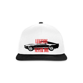 muscle car -legends never die - Snapback Cap - Weiß/Schwarz - Vorne