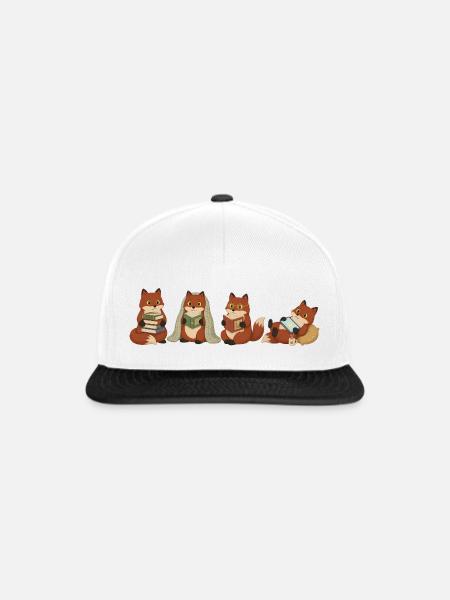 Undercover-Leser-Katzen - Snapback Cap - Weiß/Schwarz