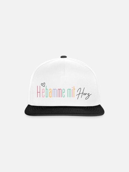 HEBAMME MIT HERZ - Snapback Cap - Weiß/Schwarz