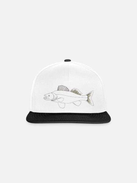Zielfisch Zander - Snapback Cap - Weiß/Schwarz