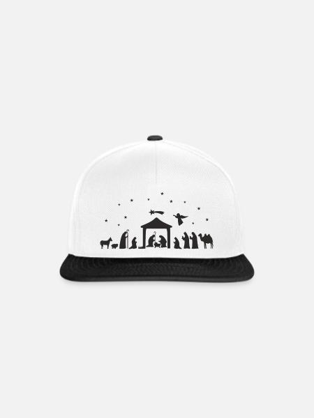 Weihnachtskrippe Silhouette Krippenszene - Snapback Cap - Weiß/Schwarz