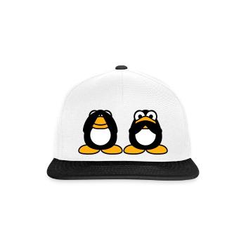 2 Penguins Talking Nothing See Mute Blind Friends - Snapback Cap - white/black - Front