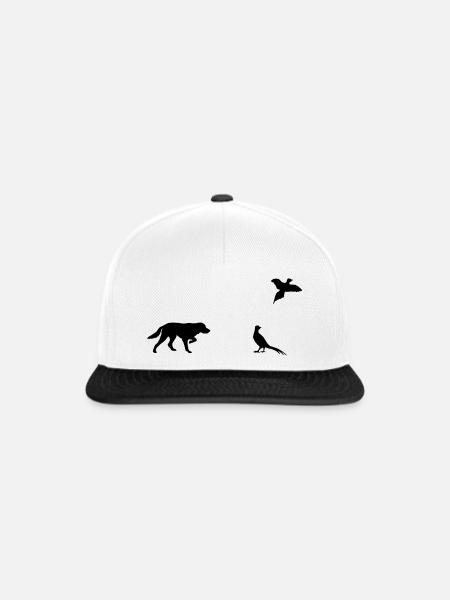 Vorstehhund & Fasane Silhouette - Snapback Cap - Weiß/Schwarz