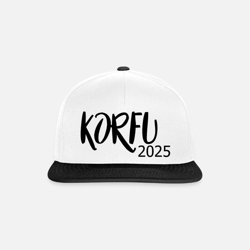 Korfu 2025 - Snapback Cap - Weiß/Schwarz