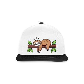 Faultier Ast Schalfmütze Schlaf Arbeit Pause Yoga - Snapback Cap - Weiß/Schwarz - Vorne