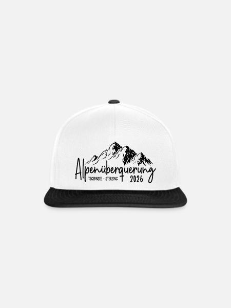 Alpenüberquerung 2026 Tegernsee Sterzing - Snapback Cap - Weiß/Schwarz