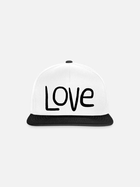 Love Schriftzug - Snapback Cap - Weiß/Schwarz