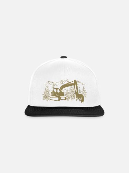 Bagger Silhouette Baugeräteführer Arbeit - Snapback Cap - Weiß/Schwarz