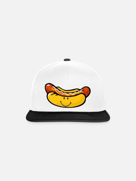 Smiley Hot Dog - Snapback Cap - Weiß/Schwarz