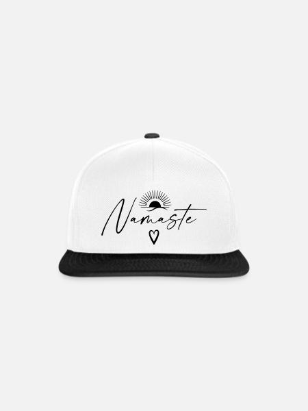 Namaste mit Herz und Sonne – Yoga SVG - Snapback Cap - Weiß/Schwarz