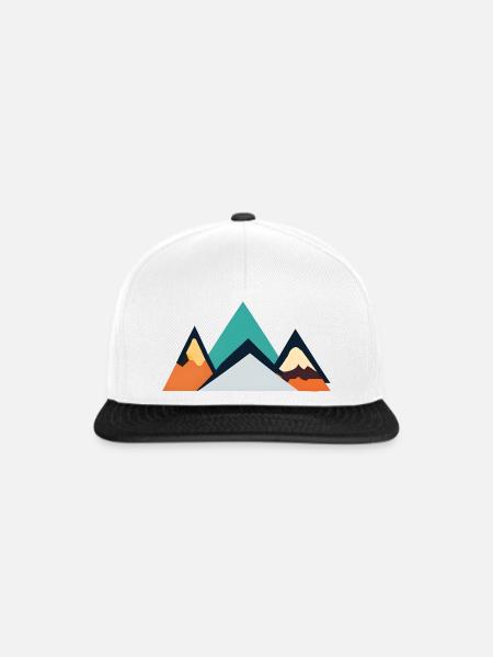 Minimalistisches Berg-Emblem | Mountains - Snapback Cap - Weiß/Schwarz