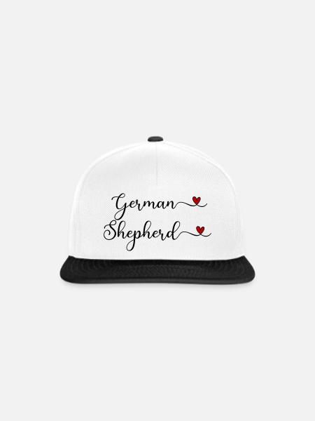 Deutscher Schäferhund mit Herz - Snapback Cap - Weiß/Schwarz