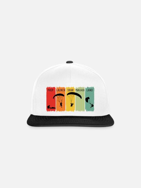 Retro-Paragliding-Schritte starten Soar Land Geschenk - Snapback Cap - Weiß/Schwarz