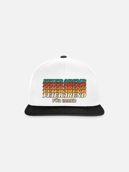 Feierabend für immer - Retro Schrift - Snapback Cap - Weiß/Schwarz