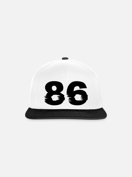 86 Zahl - Snapback Cap - Weiß/Schwarz