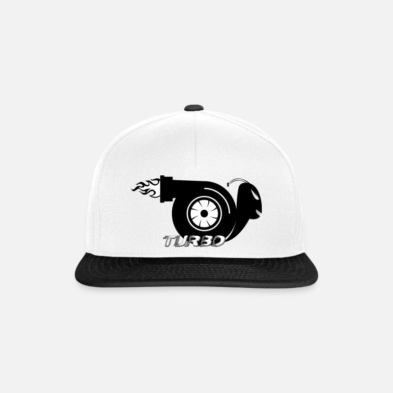 Turbo Schnecke Design / Tuning Design - Snapback Cap - Weiß/Schwarz