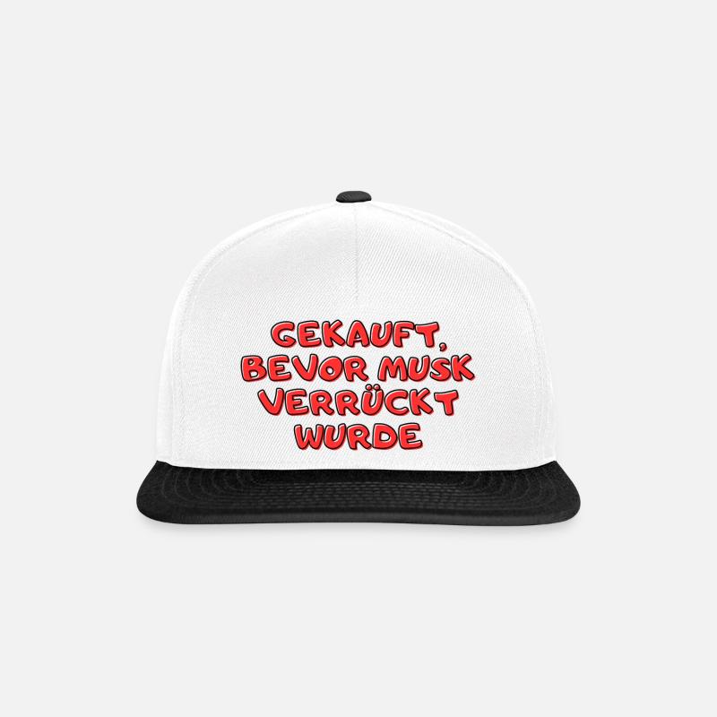 Gekauft, bevor Musk verrückt wurde. - Snapback Cap - Weiß/Schwarz