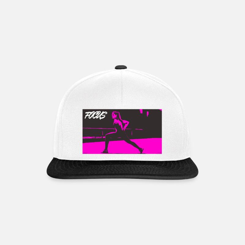 FOCUS_pink - Snapback Cap - Weiß/Schwarz