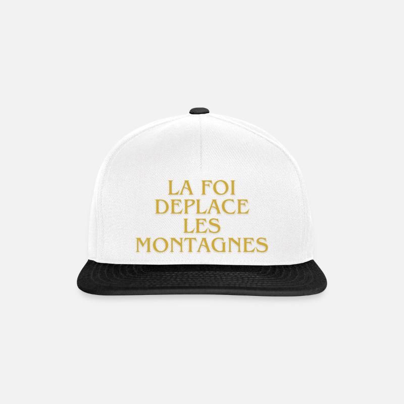 Glaube versetzt die Berge Goldener Tippfehler - Snapback Cap - Weiß/Schwarz