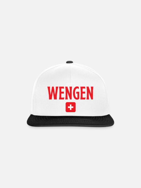 Wengen, Schweiz - Snapback Cap - Weiß/Schwarz